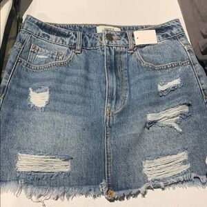 Denim Distressed Skirt